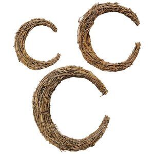 7055 3pcs Grapevine Wreath Rings Moon Shape Rattan Vine Branch Wreath